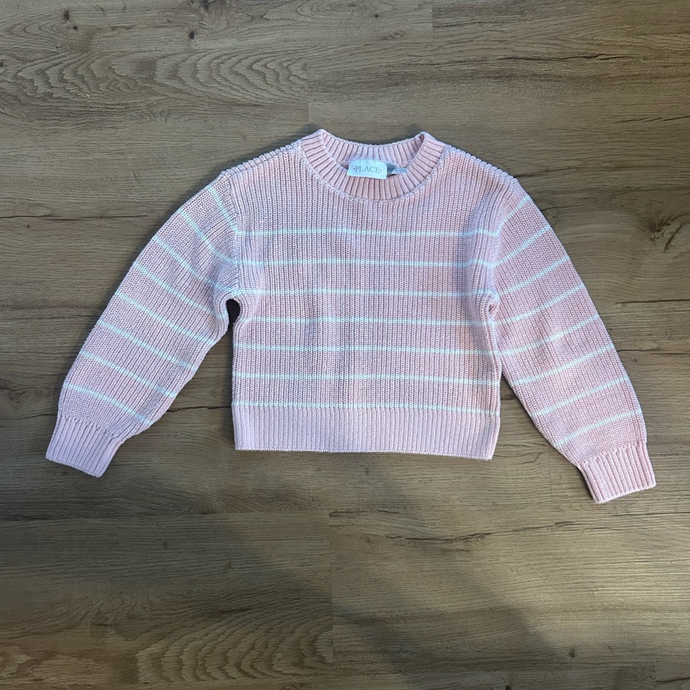 Kids Pink Striped Sweater - size 5/6